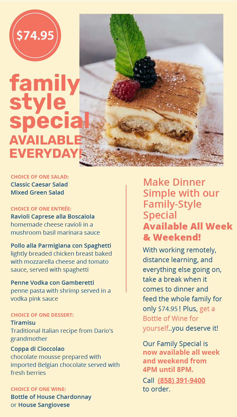 family special for $74.95